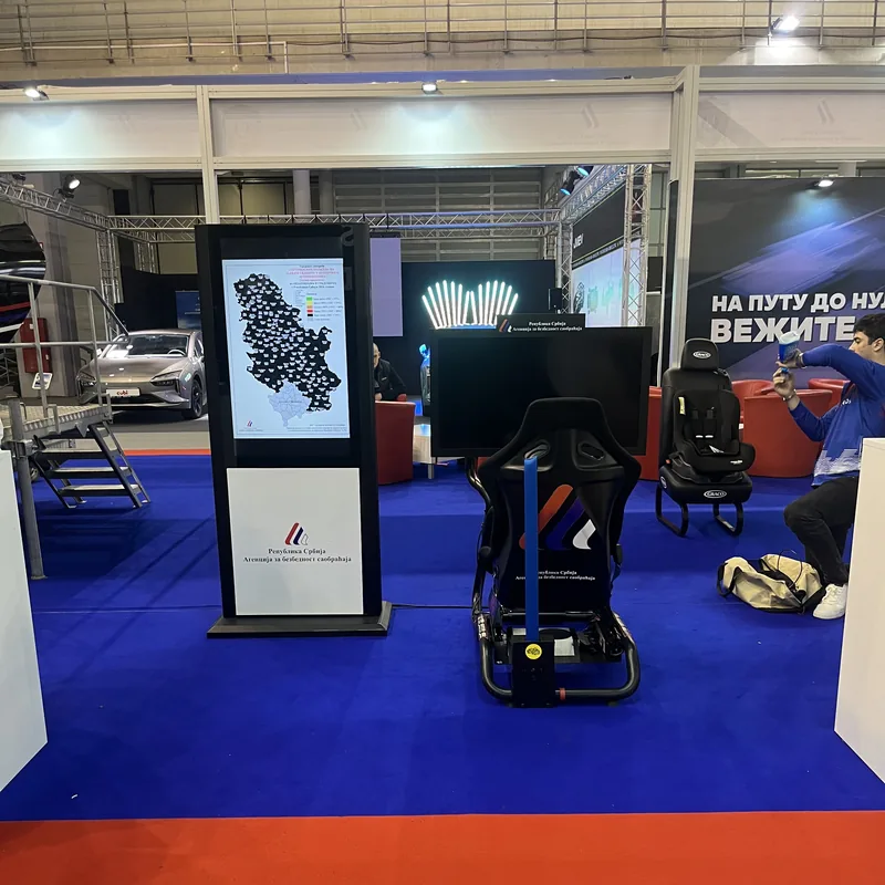 A Sim Master simulator on the Road Traffic Safety Agency stand