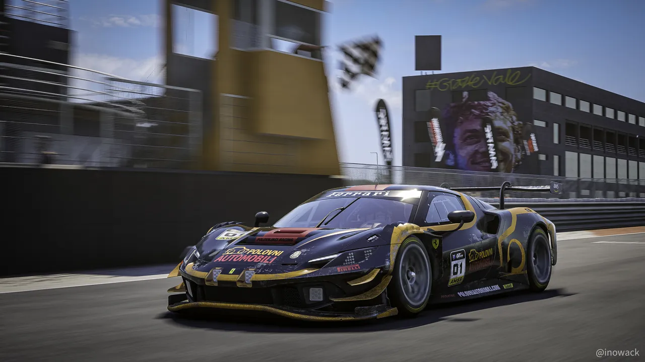 Polovnjaci Racing Team's Ferrari GT3 taking the chequered flag in Valencia