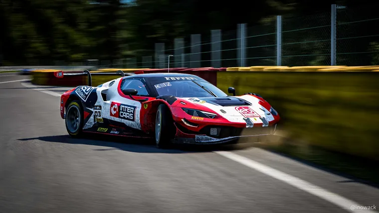 Predrag Kizić's Febi Intercars Ferrari running off the track at Spa-Francorchamps