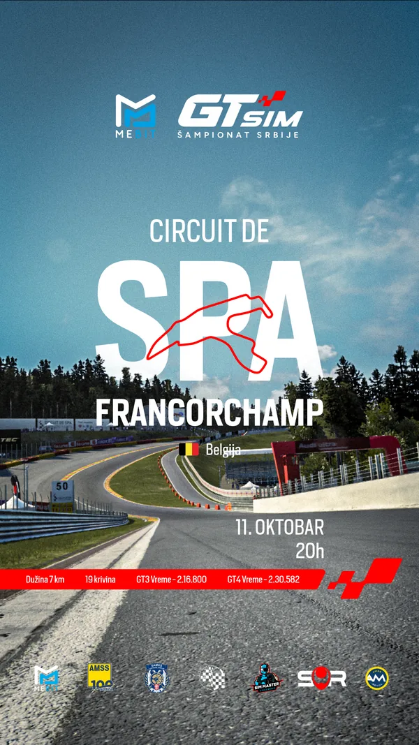 First race of the season — Circuit de Spa-Francorchamps, 11 October at 8 pm